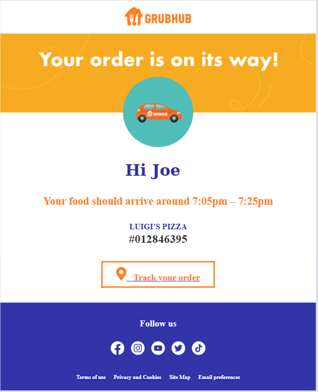 Fake Grubhub Delivery Email